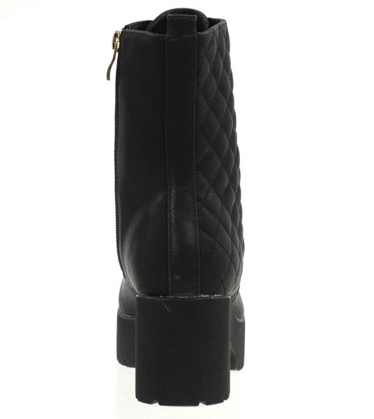 Czarne botki na platformie Barbra- Obuwie