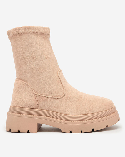 Royalfashion Cizme eco-suede pentru femei, bej Classy Girl