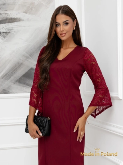 Rochie mini de damă cu mâneci din dantelă Livia Style