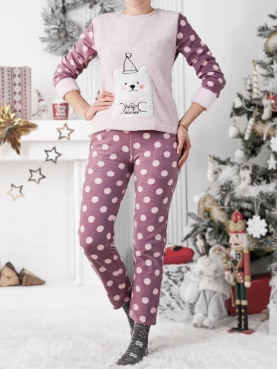 Royalfashion Set de pijama pentru femei a'la fleece Hello Winter