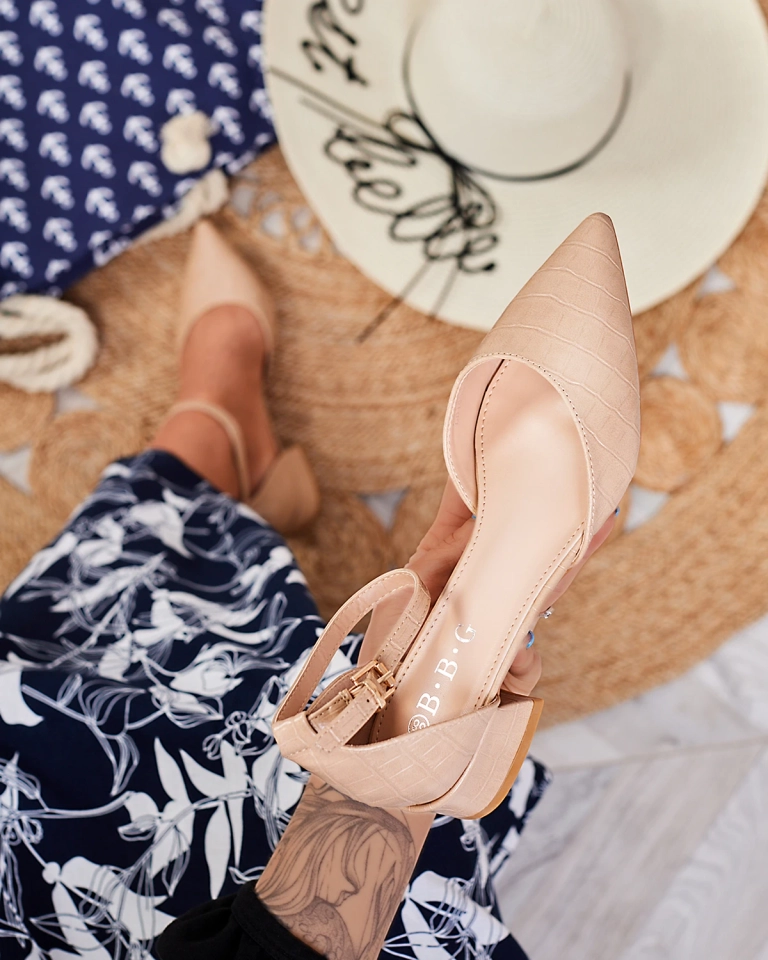 Balerini bej de damă cu decupaj Sefozi- Footwear