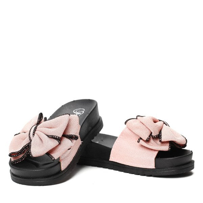 Różowe klapki z kokardką Marjorie- Obuwie