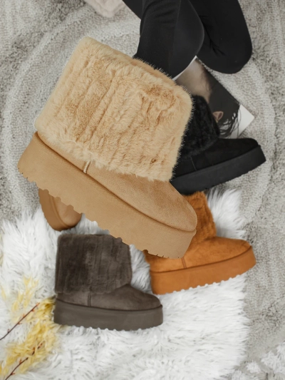 Ghete tip snowboots de damă cu blană artificială Irelle