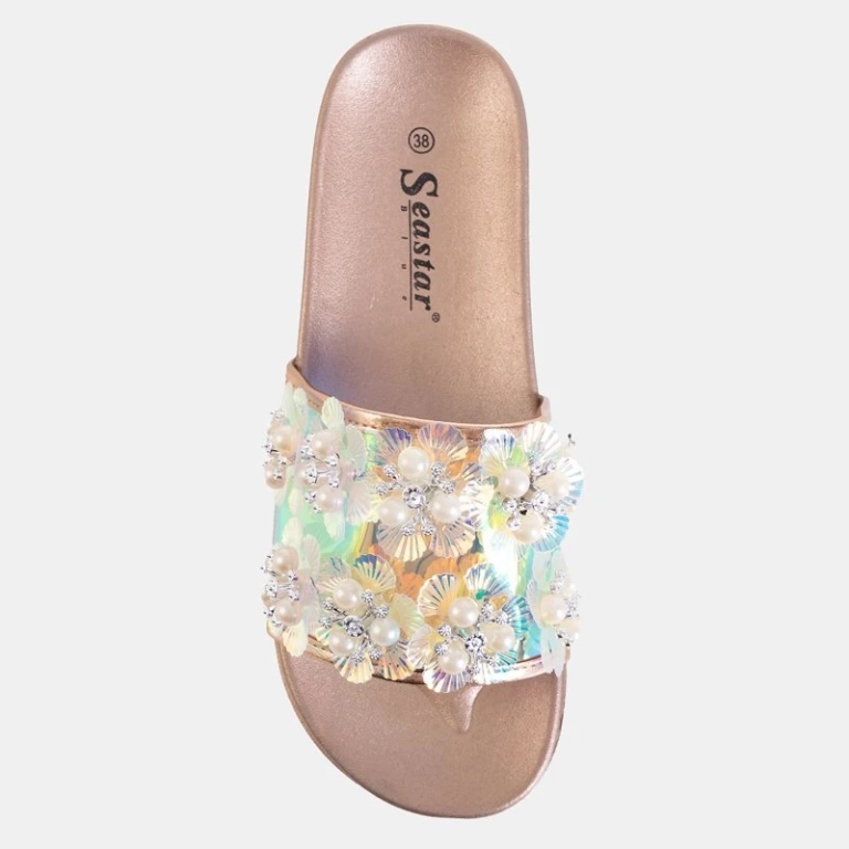 OUTLET Sandale cu platformă pentru femei, cu ornamente din aur roz Maurelle - Încălțăminte