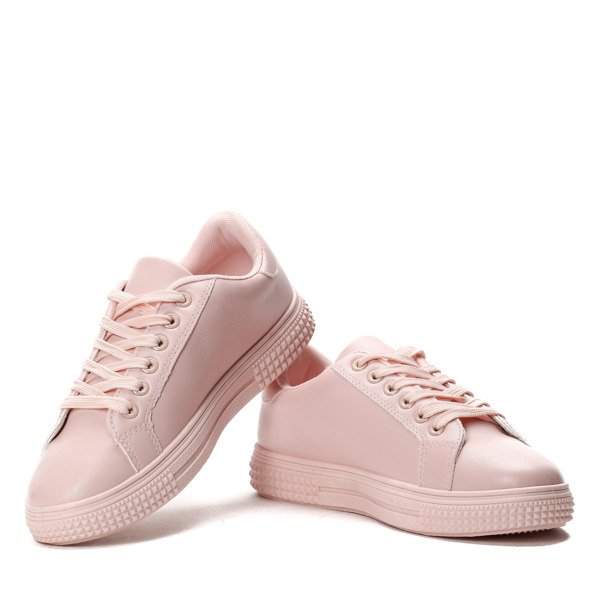 Różowe tenisówki z ażurowe zdobieniem Kailee- Obuwie