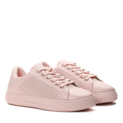 Różowe tenisówki z ażurowe zdobieniem Kailee- Obuwie