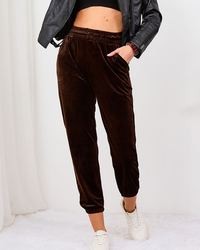 Royalfashion Pantaloni de trening din catifea gri pentru femei