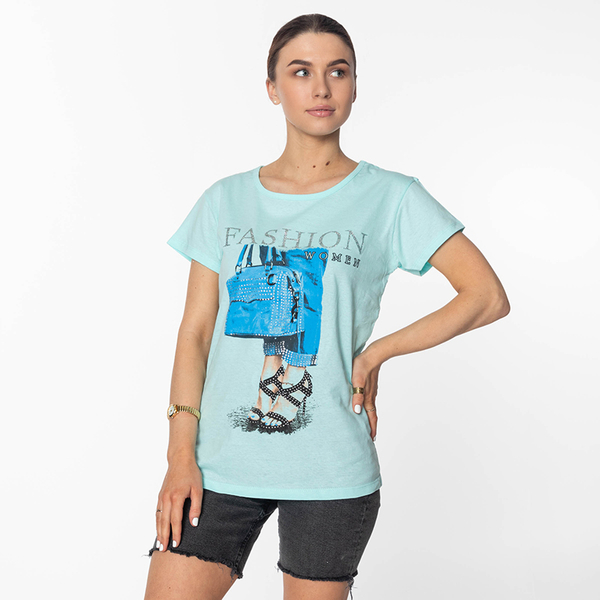 Tricou damă mentă cu imprimeu FASHION-Clothing