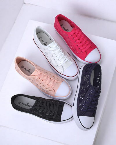 Tenisi roz de damă Textil Kalipso – sneakers ajurați cu talpă plată