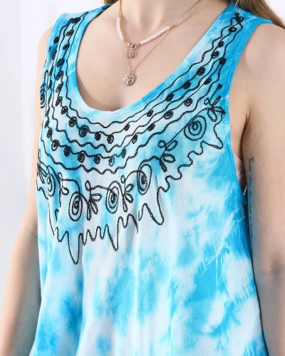 Cuvertură de pat de tip rochie de plajă pentru femei, de culoare albastră, cu imprimeu - Îmbrăcăminte