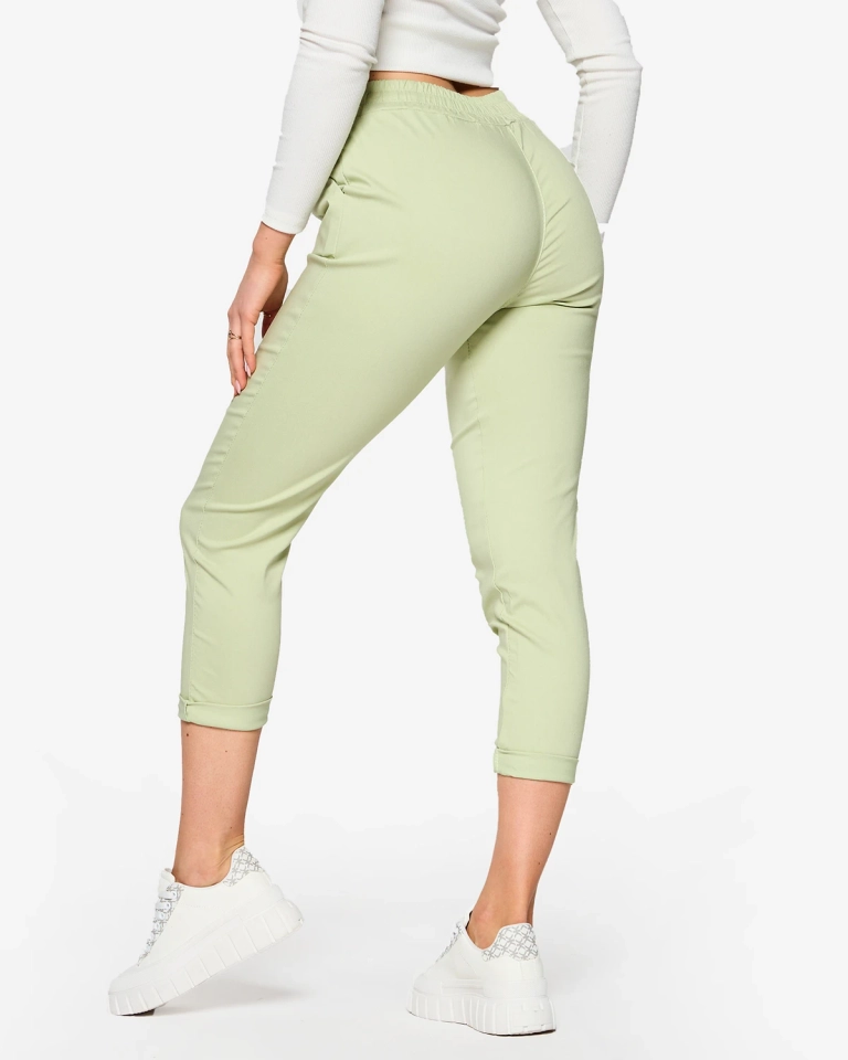 Pantaloni de damă din stofă de culoare mentă- Îmbrăcăminte