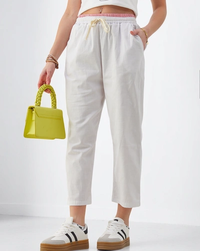 Pantaloni largi din bumbac pentru femei Royalfashion cu șnur