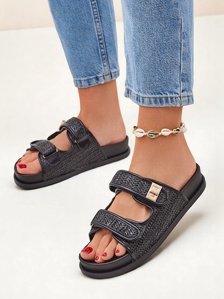 Royalfashion Papuci de damă cu design împletit Delibeli