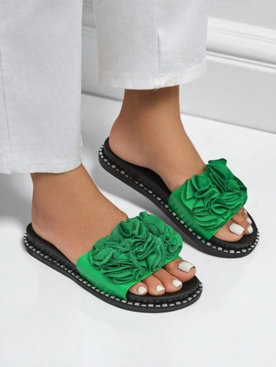 Royalfashion Papuci de damă cu talpă joasă Flora Verde