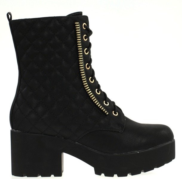 Czarne botki na platformie Barbra- Obuwie