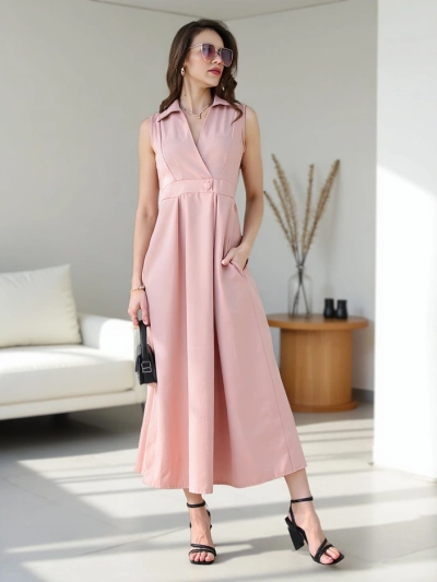 Rochie fără mâneci pentru femei Royalfashion cu decolteu înfășurat Bizness