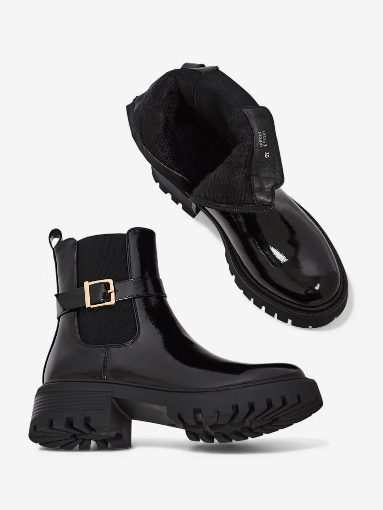 Botine de damă lăcuite din piele ecologică Calivi