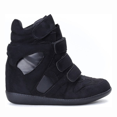 Czarne sneakersy na koturnie Barbra - Obuwie