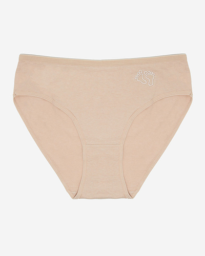 Chiloți de damă bej din bumbac cu picioare brodate - Lenjerie intimă