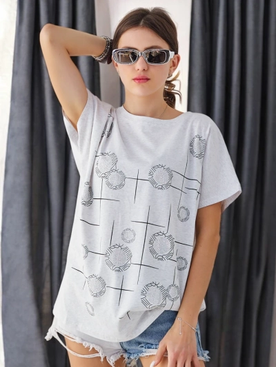 Royalfashion T-shirt din bumbac pentru femei cu imprimeu