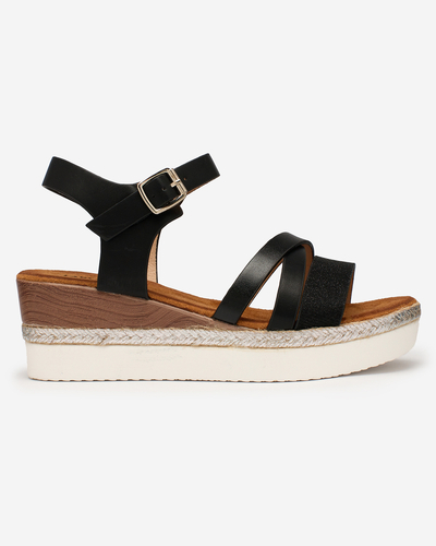 OUTLET Royalfashion Classic Black Sandale Lady BlackWhite pentru femei