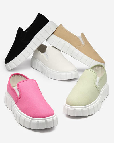 OUTLET Pantofi slip-on de dama albi pe talpa groasa Tenri - Incaltaminte