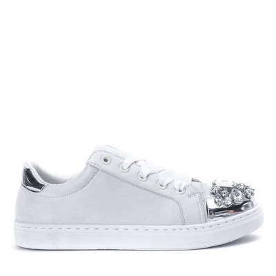 Jasnoszare tenisówki z cyrkoniami Emilyana - Obuwie