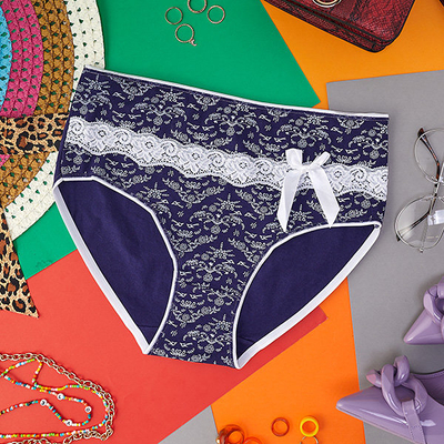 Slip de dama cu imprimeu de culoare bleumarin PLUS SIZE- Lenjerie intima