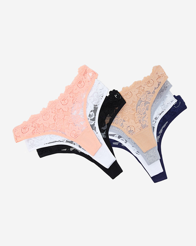 Un set de chiloți tanga de damă din bumbac cu dantelă 7 / pachet - Lenjerie intimă