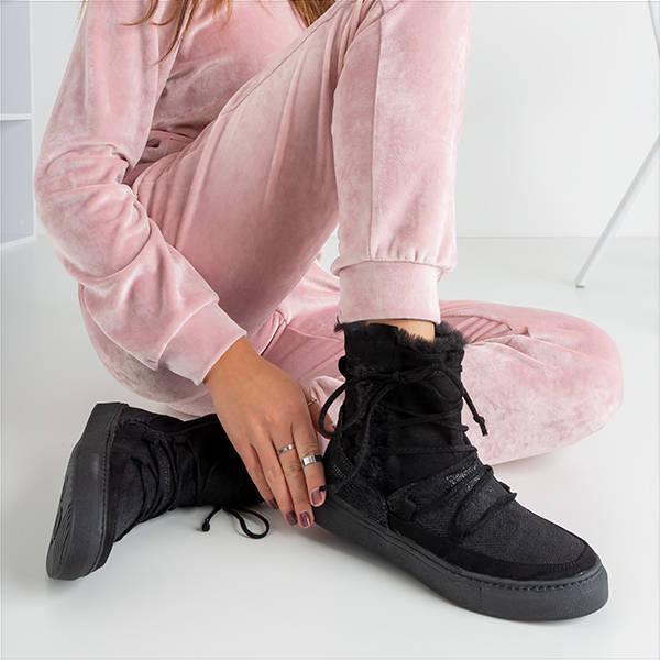 Cizme de zăpadă negre pentru femei, cu blană Nosesi - Încălțăminte