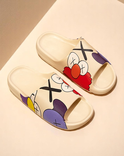 Sandale Dama Flora Crem Cauciuc Comode de Vară