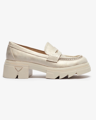 Mocasini din piele ecologică pentru femei, aurii Sepop- Footwear