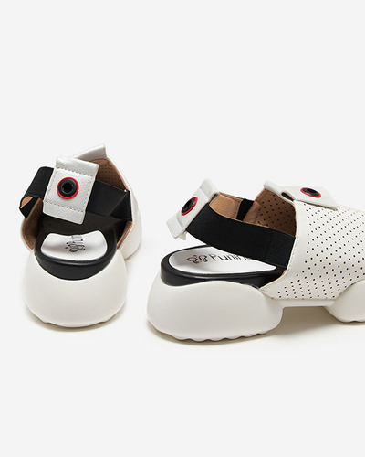 Sandale de dama din piele ecologica alb Pueshi - Incaltaminte