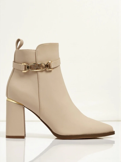 Botine de damă eco piele întoarsă cu toc gros Ostirena