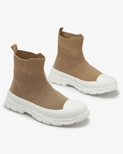 Maro deschis pantofii sport de damă cu șiret înalt a'la sneakers Vertiks - Încălțăminte