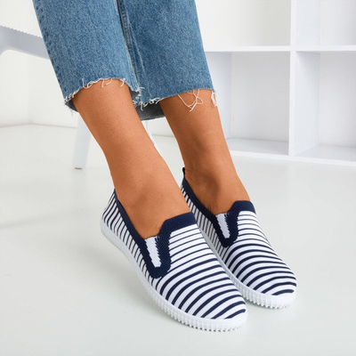 Granatowe tenisówki slip - on w paski Fyreo - Obuwie