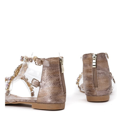 Złoto-różowe sandały japonki z cyrkoniami Marcela - Obuwie