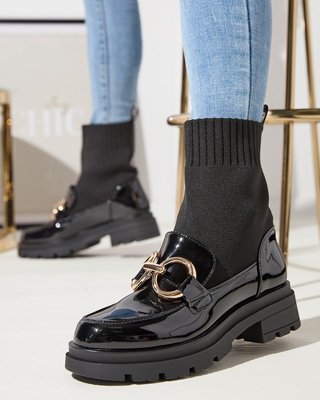 Cizme negre de damă cu șosetă Accioi- Footwear