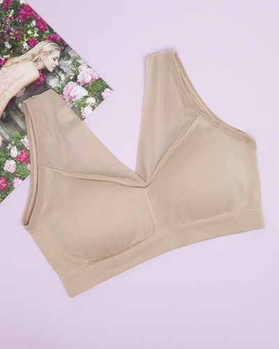 Sutien sport de damă bej cu bretele largi - Lenjerie intima