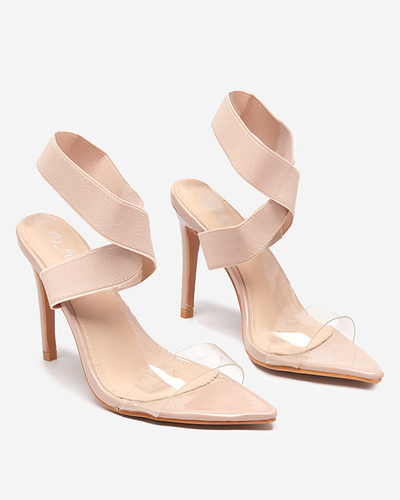 OUTLET Sandale de dama cu toc stiletto in bej Koala - Incaltaminte