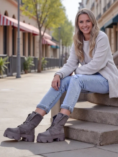 Royalfashion Botine cu șireturi pentru femei Cavenma