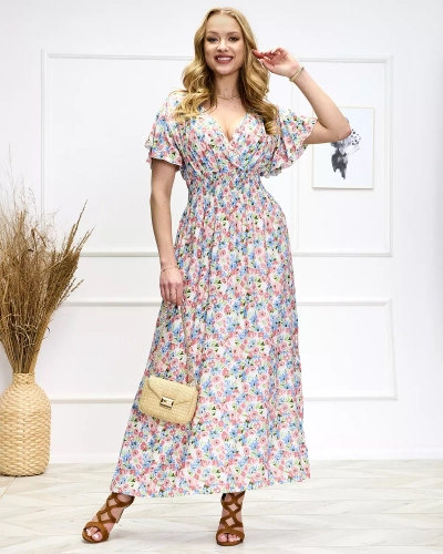 Rochie midi florală pentru femei, roz-verde - Pantofi