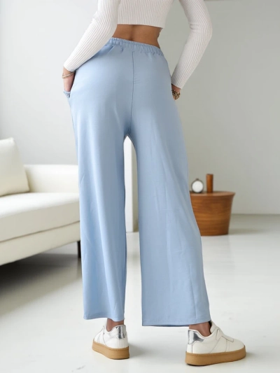Royalfashion Pantaloni largi din bumbac pentru femei din viscoză cu zirconiu