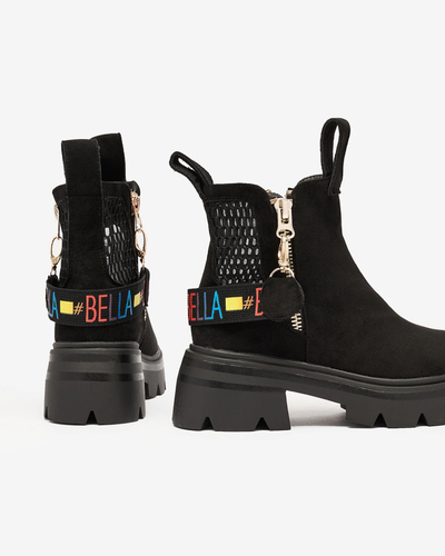 Royalfashion Cizme de damă din piele de căprioară Eco în negru Refaset