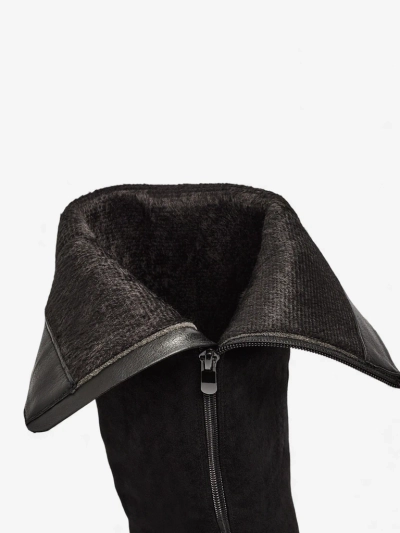 Cizme de damă din piele ecologică întoarsă, cu toc gros, Ernala