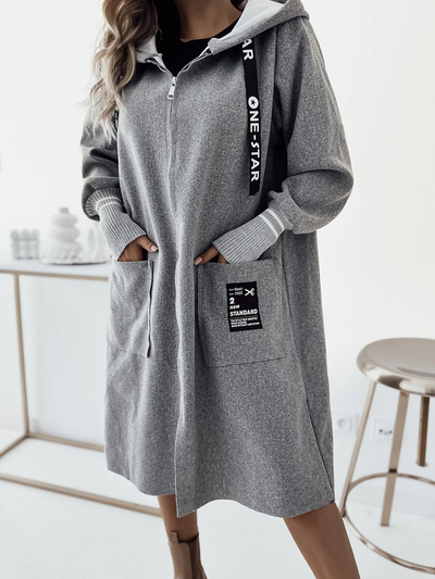 Royalfashion Jachetă de damă până la genunchi în gri