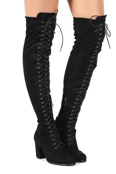 OUTLET Cizme lungi negre - Pantofi