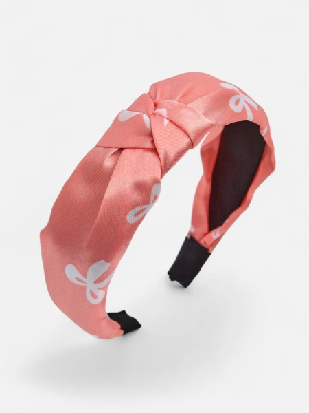 Royalfashion Opaska do włosów satynowa z pleceniem z printem