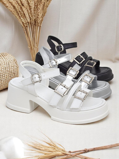 Royalfashion Sandale cu toc mic bloc pentru femei Otteze