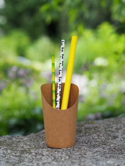 Słomki bambusowe biodegradowalne kompostowalne żółte 24 cm (50 szt) / KOMPLET